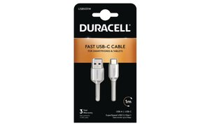 Duracell 1m USB-A ja USB-C kaapeli